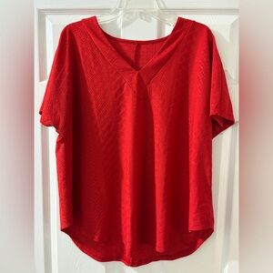 Elegant Red V-Neck Women's Top